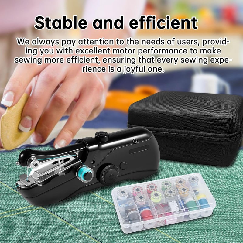 Aovly Handheld Sewing Machine, Beginner's Sewing kit with Storage, Two Power Supply Modes, Electric Switch, Simple Operation, Portable mini, Beginner's Sewing Machine.(Black) - Image 2